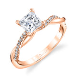 Princess Cut Diamond Spiral Engagement Ring - Yasmine