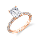Emerald Cut Classic Pave Engagement Ring - Jayla