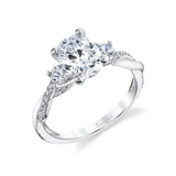 Oval Cut Three Stone Twist Engagement Ring - Evangeline