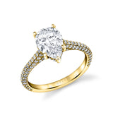 Pear Shape Hidden Halo Pave Engagement Ring - Peighton