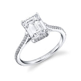 Emerald Cut Classic Hidden Halo Engagement Ring - Steffi